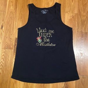 Cacique Sleepwear Tank Top Meet Me Under The Mistletoe Christmas Tee
